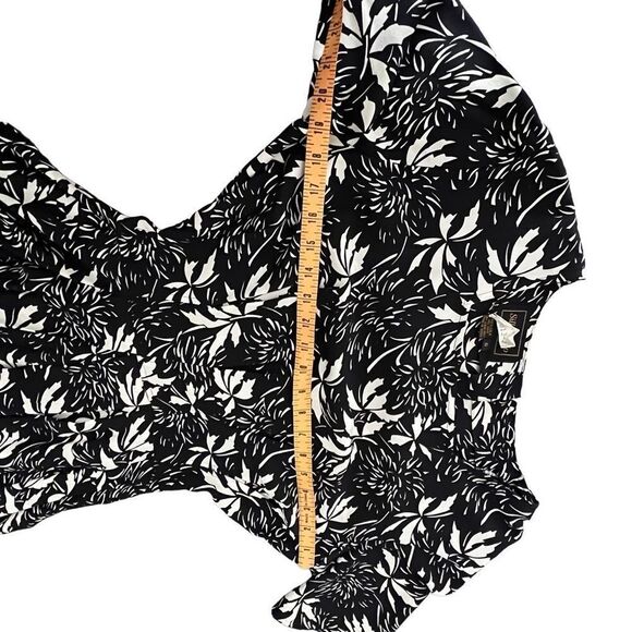 Vintage Silk Black White Flora Floral Square Neck Grunge Whimsigoth Maxi Dress 6 - Picture 12 of 15